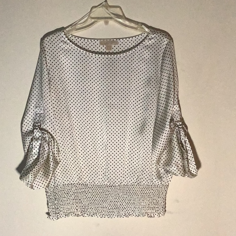 Vintage Michael Kors Cream & Black Polka Dot Blouse Large